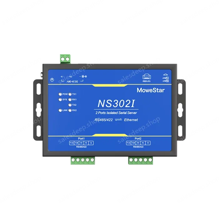 2 Ports RS485/422 Serial to 100M Ethernet Opto-isolated Server